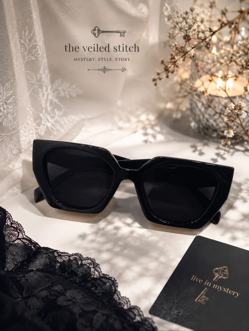 Oversized Black Angular Cat Eye Sunglasses NWOT Thick Frame Designer Look